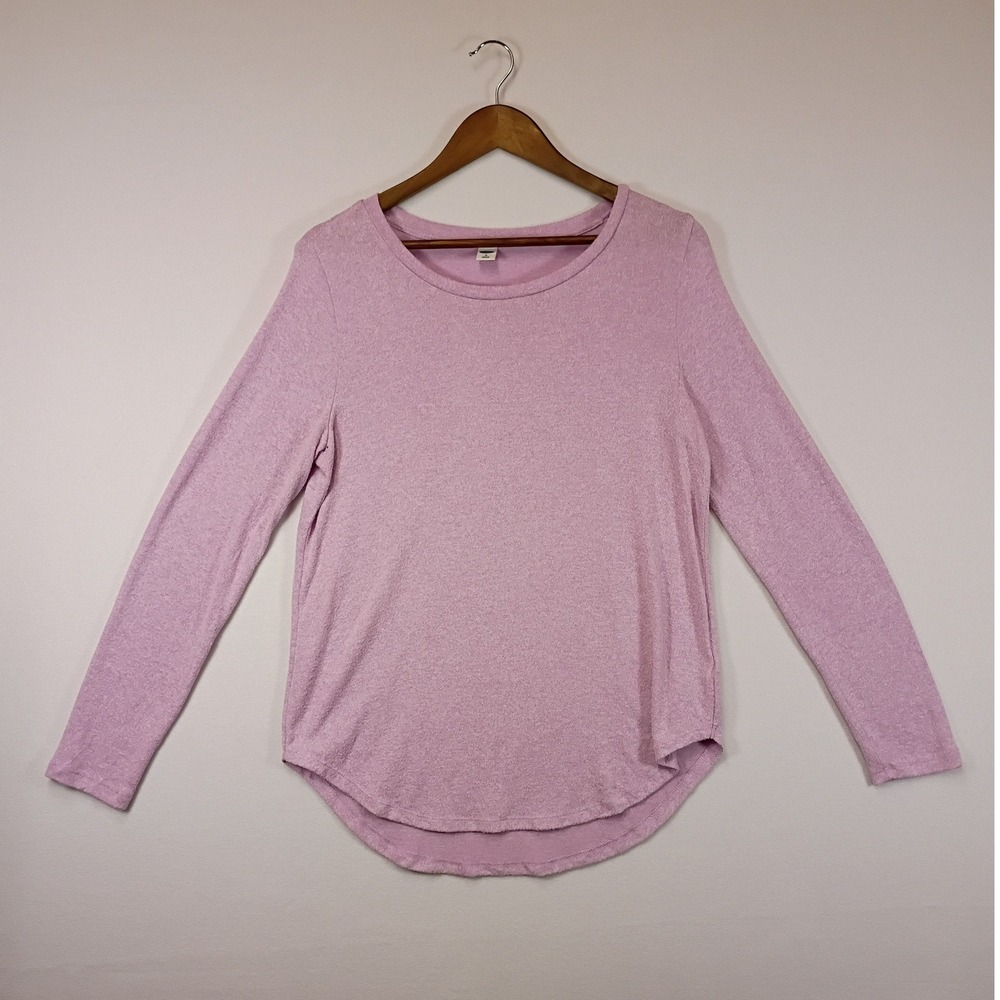 Softcore Old Navy Women M Pink Lavender Long Sleeve Curved Hem Knit Top